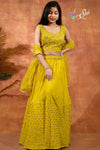 Georgette Mustard Yellow Crop Top Set