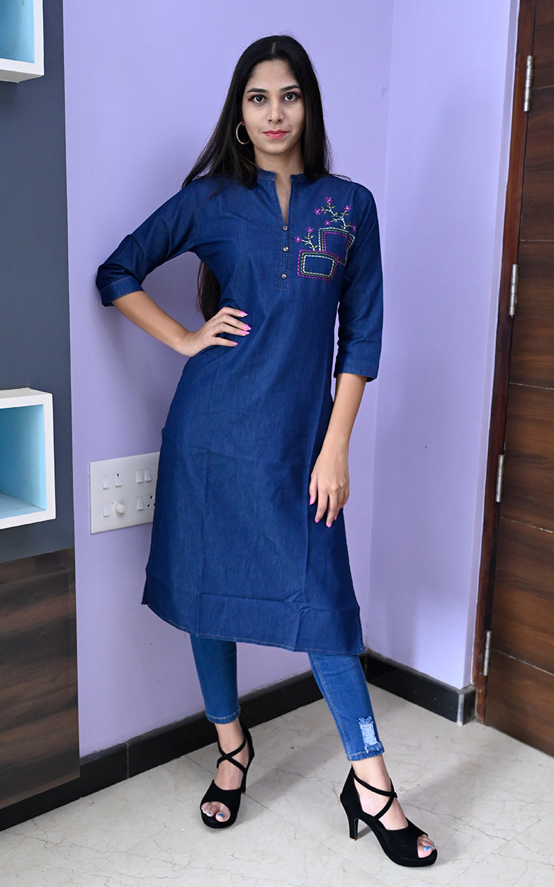 Denim Straight Cut Kurti