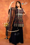 Black Georgette Floral Work Partywear Palazzo Set