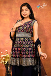 Black Georgette Floral Work Partywear Palazzo Set