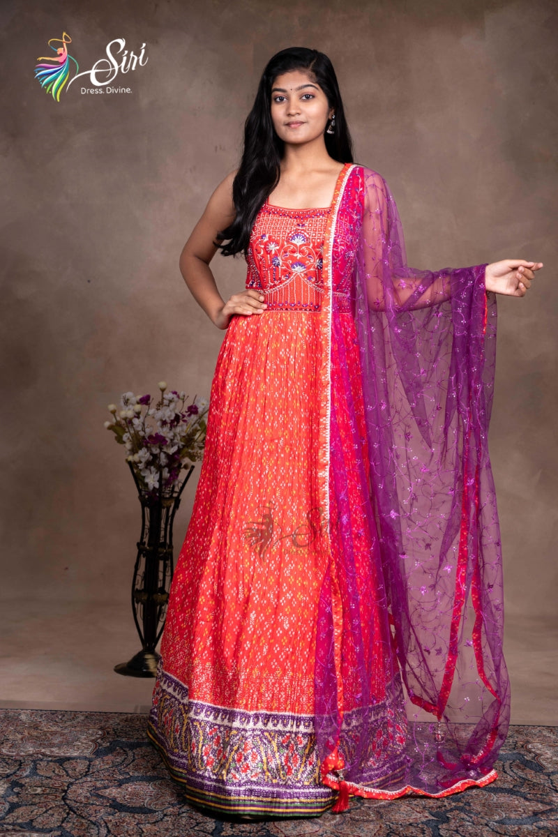 Raw Silk Thread Work Chudidar Kalis