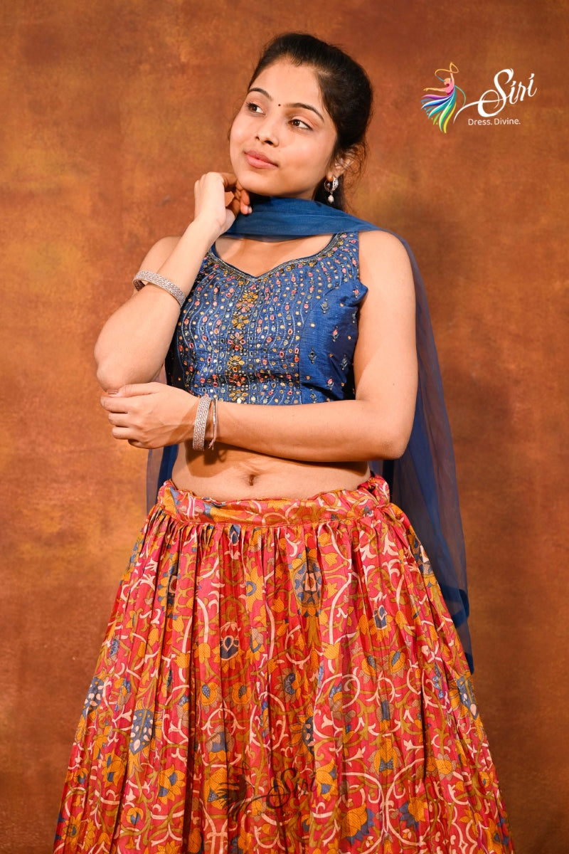 Georgette Floral Print Crop Top Set