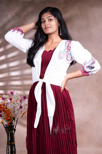Red And White Color Western Top