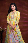 Multi Colors Bandhani Print And Floral Thread Work Satin Blend Chudidar Kalis