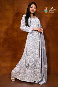 Georgette Floral Work Partywear Palazzo Set