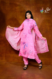 Cotton Blend Floral Print  Straight Cut Salwar