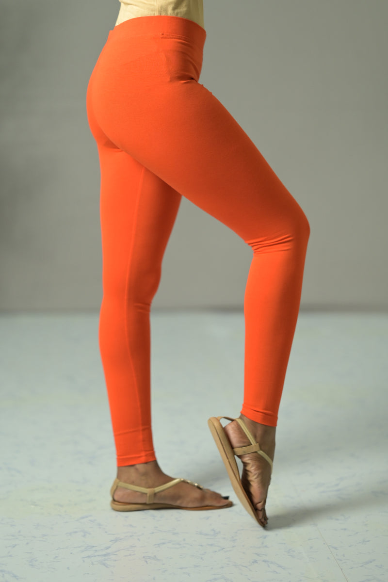 Neon Orange Footless Tights for Women Ankle Length Pantyhose Plus Size  Available - Etsy
