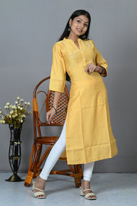 Yellow Colour Straight Cut Kurti