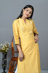 Yellow Colour Straight Cut Kurti