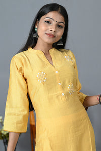 Yellow Colour Straight Cut Kurti