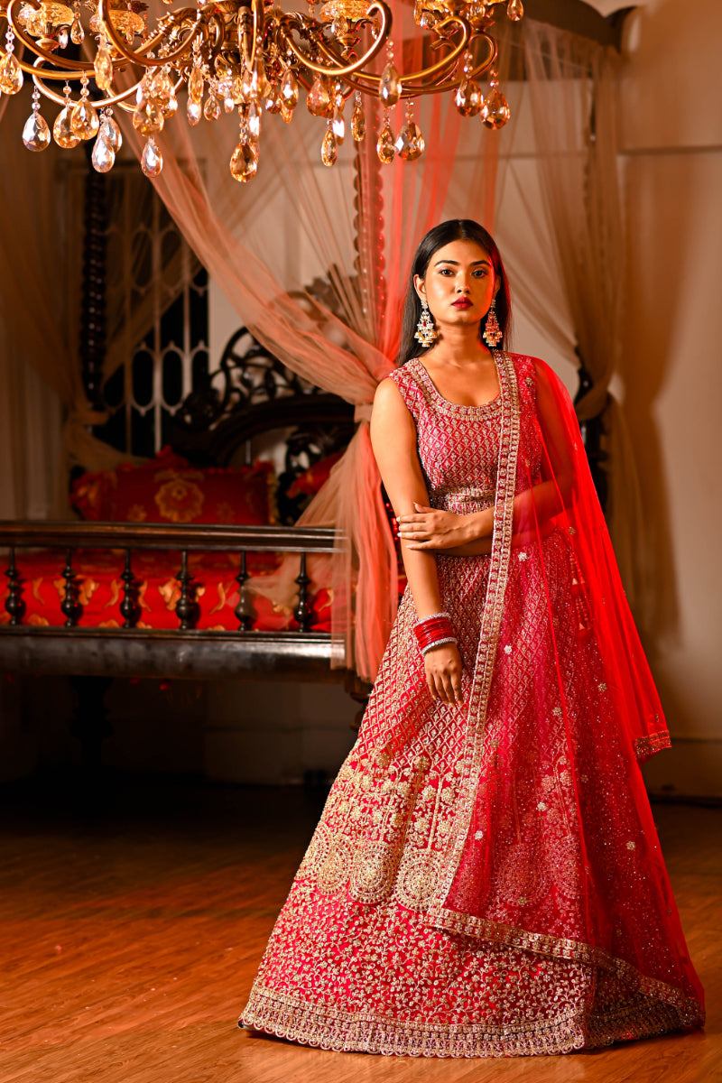 Tissue Net Crop Top with Full Zari Work