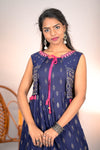 Blue Chanderi Thread Work Kurti