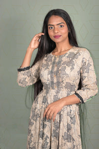 Rayon Cream Color Printed Kurti