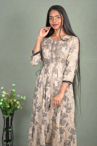 Rayon Cream Color Printed Kurti