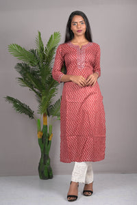 Maroon Cotton Kurti Set