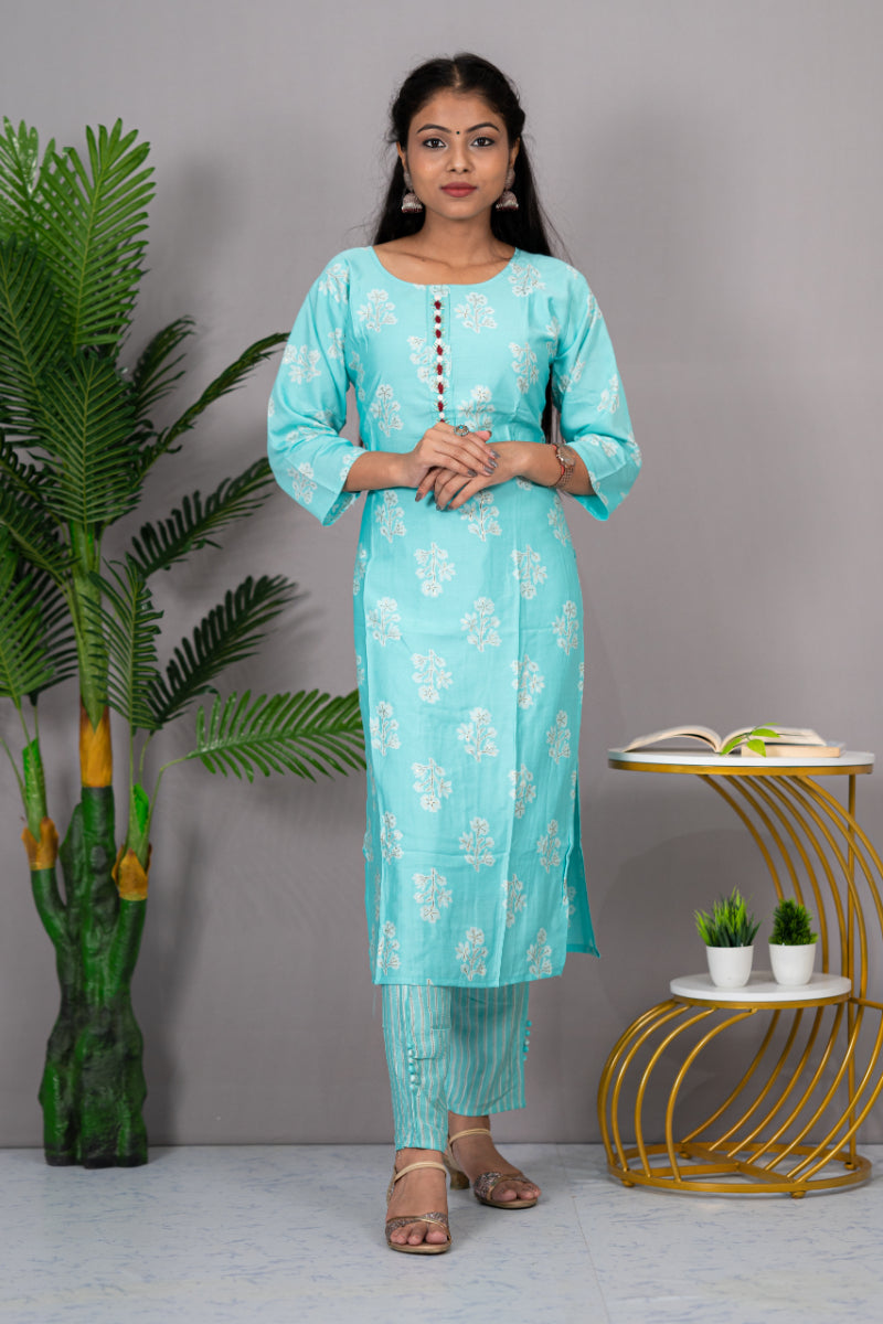 Crepe Silk Floral Design Kurti Set