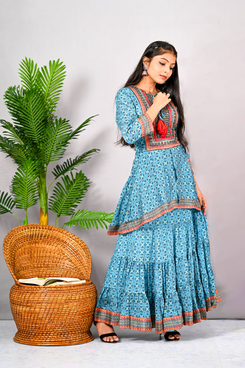 Georgette Sky Blue Kurti