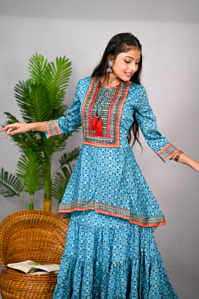 Georgette Sky Blue Kurti