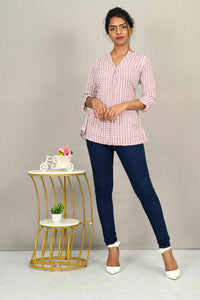 Crepe Light Pink Western Top
