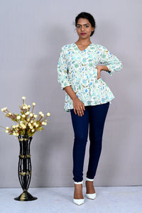 Crepe Light Blue Print Top