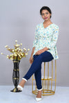 Crepe Light Blue Print Top