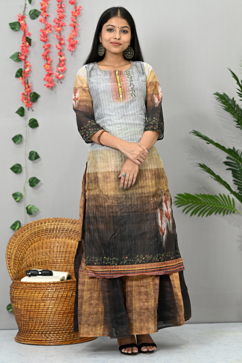 Fancy Tissue Fabric Long Kurti