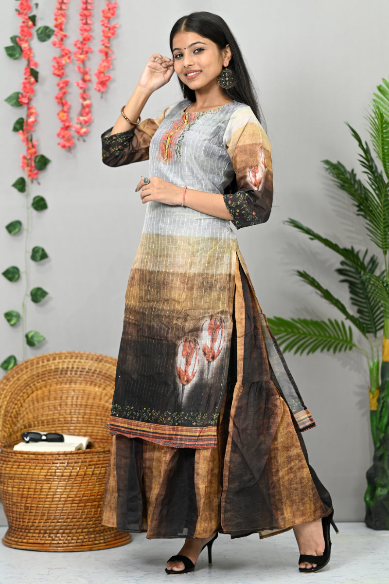 Fancy Tissue Fabric Long Kurti