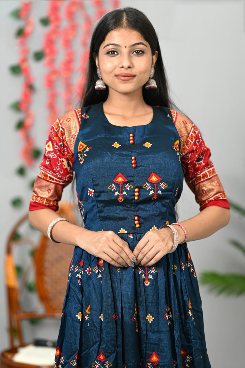 Pochampalli Ikkat Long Kurti with Big Border