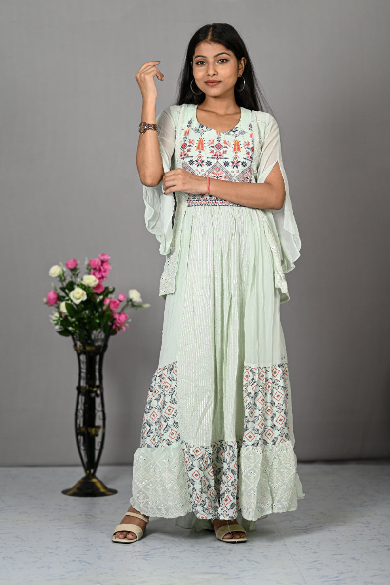 Georgette Long Kurti with Jacket