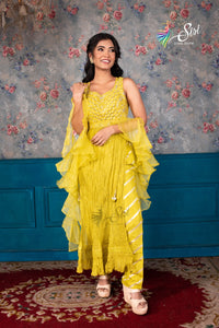 Yellow Georgette Partywear Palazzo Set