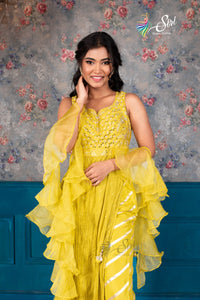 Yellow Georgette Partywear Palazzo Set
