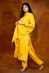 Rayon Stone Work Yellow Straight Cut Salwar